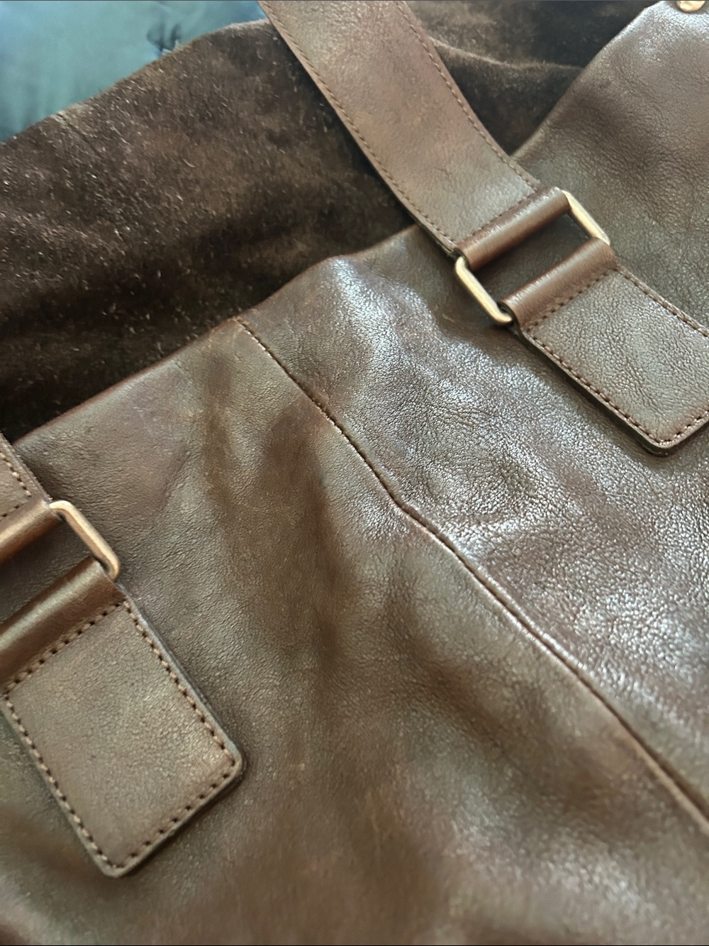 Free People Leather Stud-Trim Tote Bag in Deep Brown - Picture 5 of 9